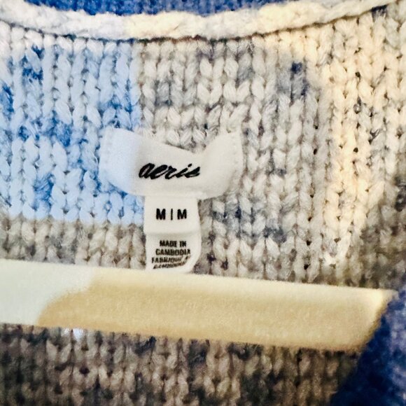 American Eagle Outfitters Blue and Gray Cardigan Sweater - M - Picture 5 of 5